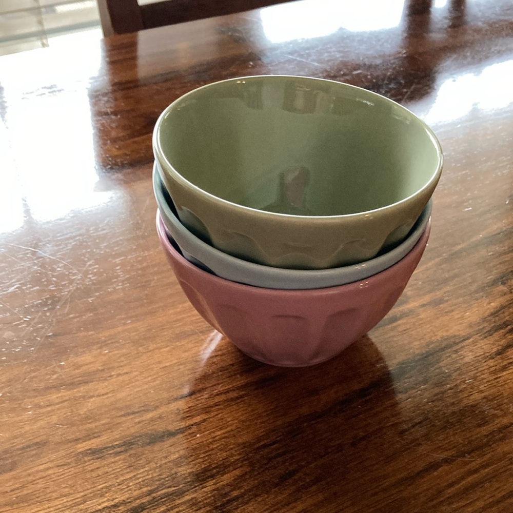 Pier 1 Imports Small Bowl Set Blue Pink Green Dipping Appetizer Bowls Like New